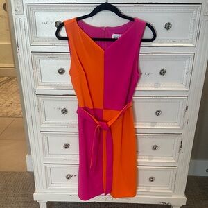 Joseph Ribkoff Vibrant Pink and Orange Mini Dress